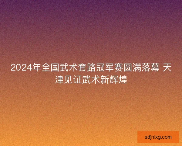 2024年全国武术套路冠军赛圆满落幕 天津见证武术新辉煌