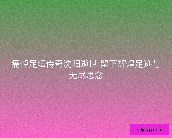 痛悼足坛传奇沈阳逝世 留下辉煌足迹与无尽思念